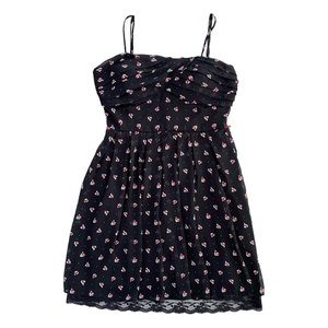 B Darlin Spring Summer Boat & Polka Dot Lace Hem Cami Black Dress Women's Size M
